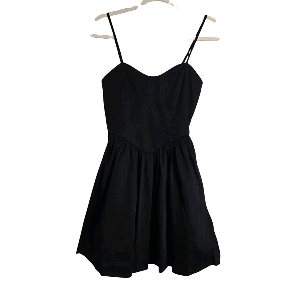 The Drop-  Perla Solid‎ Black Spaghetti Straps XS